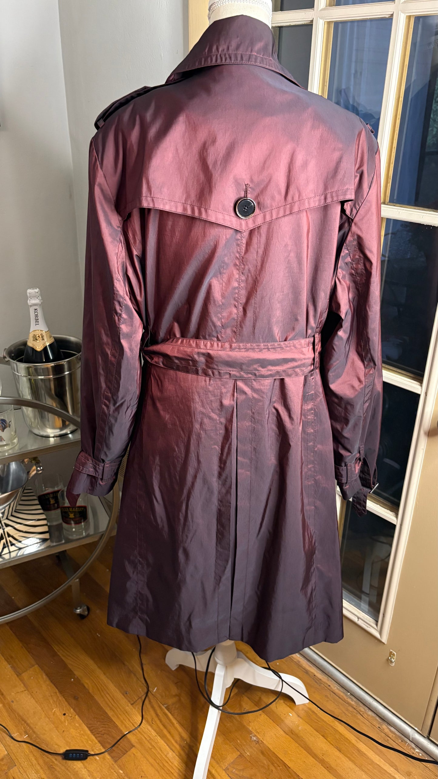 raincoat double breasted size 2X East 5th zip out lining burgundy