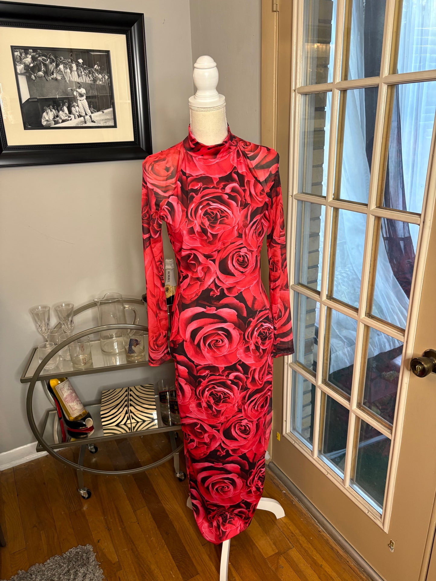 Red roses print dress by Fashion Nova best for size large