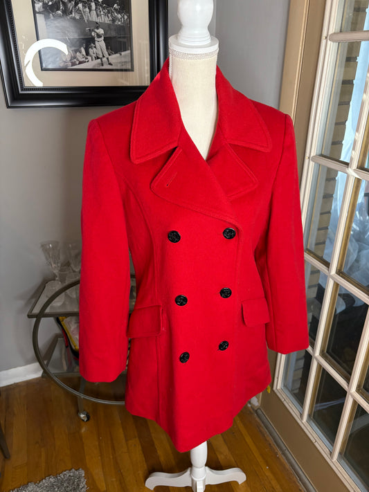 Red wool pea coat size 6