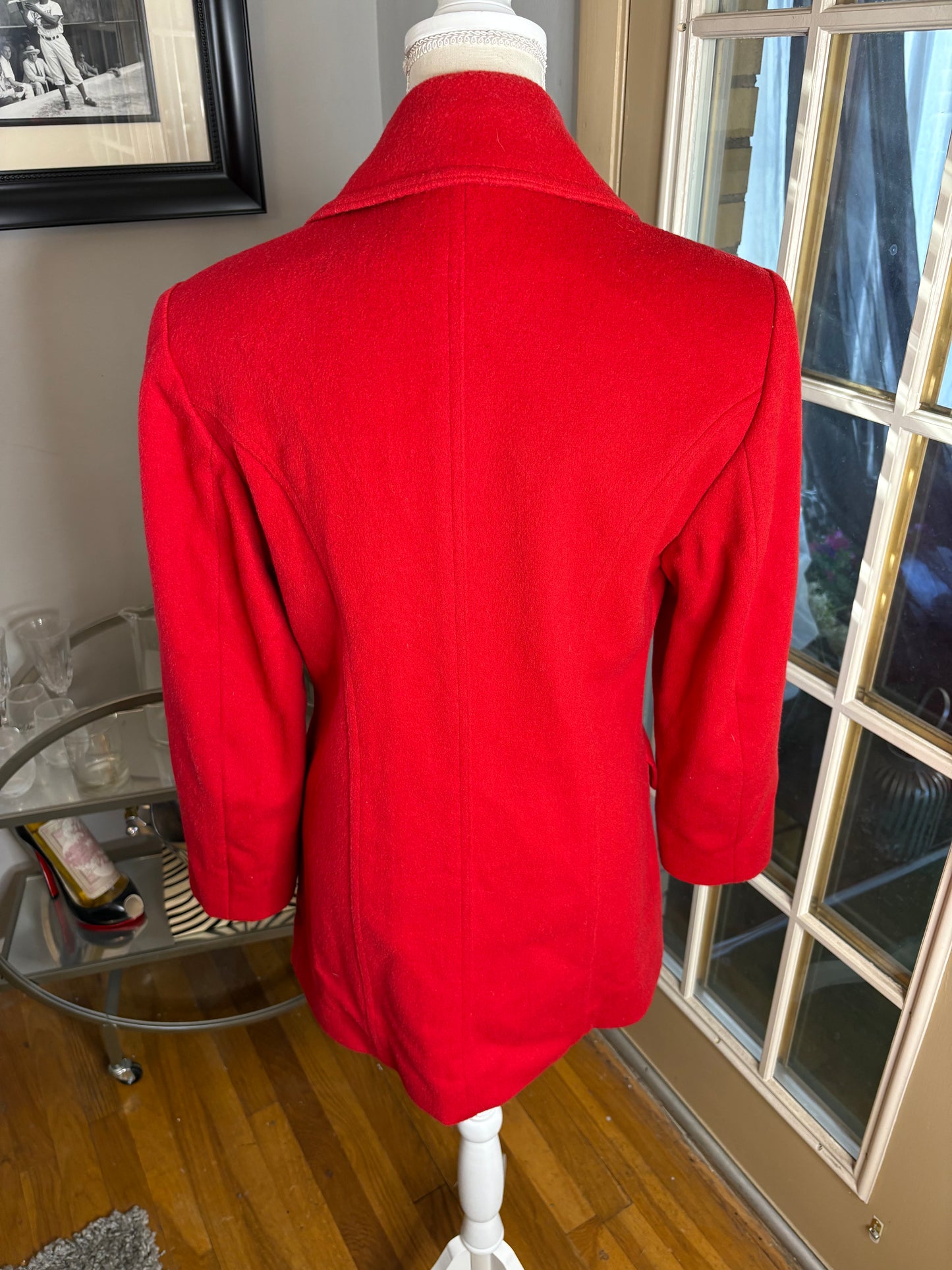 Red wool pea coat size 6