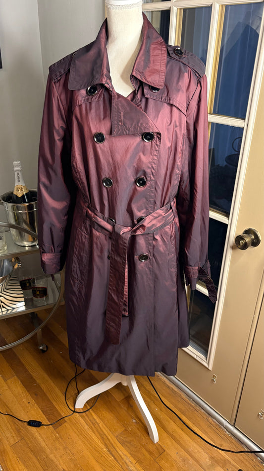 raincoat double breasted size 2X East 5th zip out lining burgundy