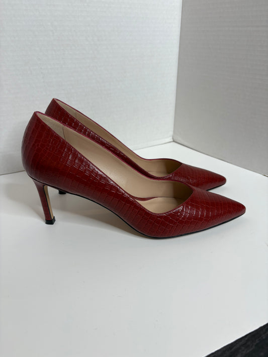 red Stuart Weitzman shoes 8.5 , three inch heel croc pattern
