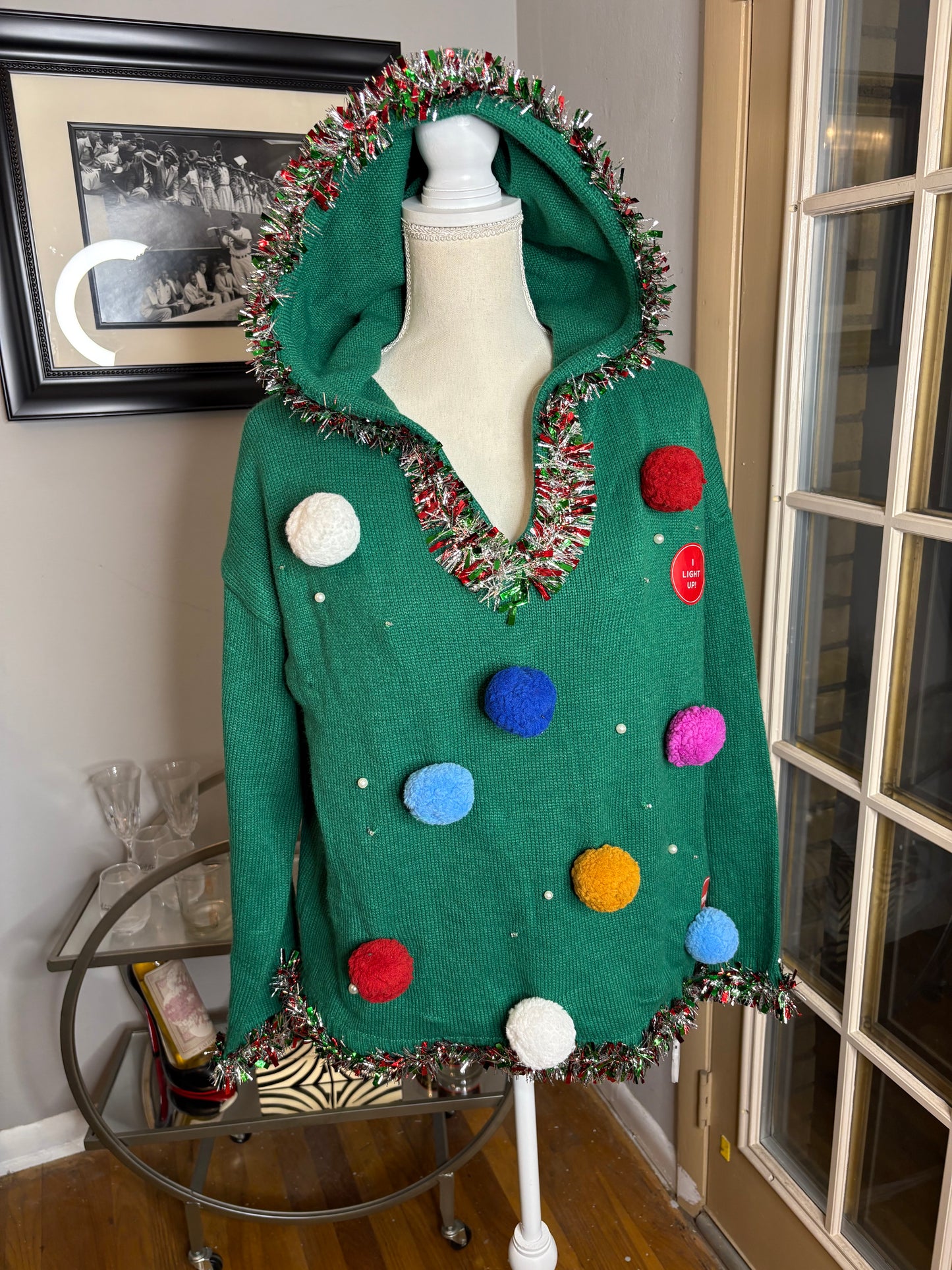 Hooded Christmas sweater med