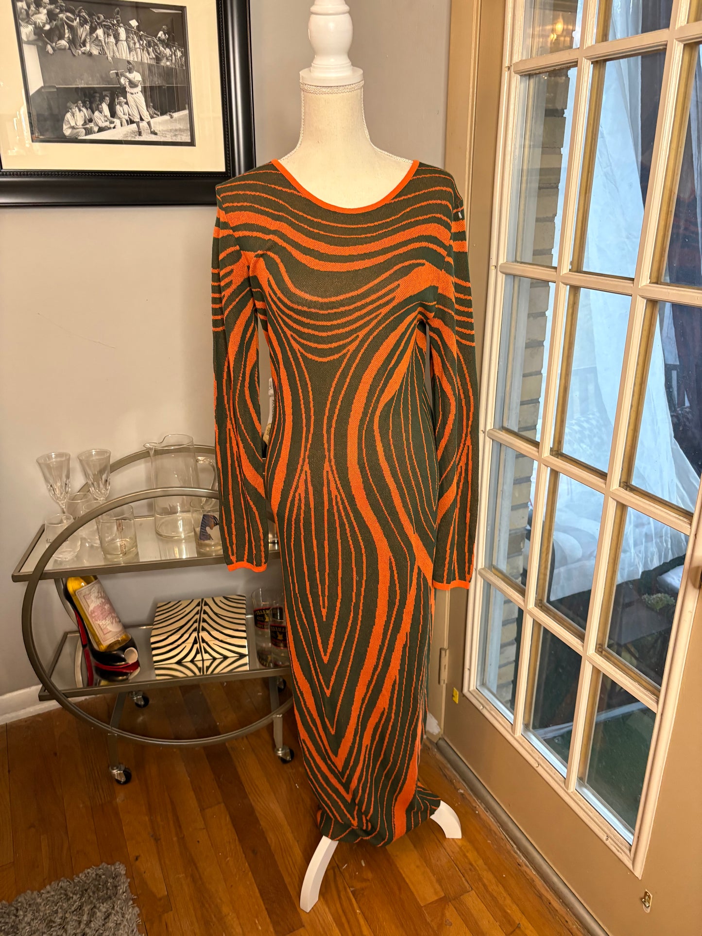 Orange and green knit dress best for size long very long