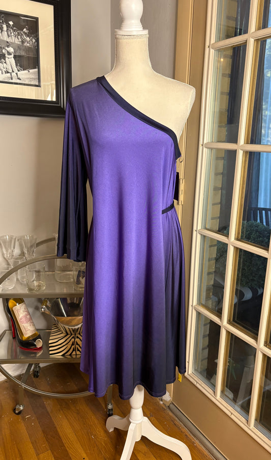 purple ombre dress size large one shoulder