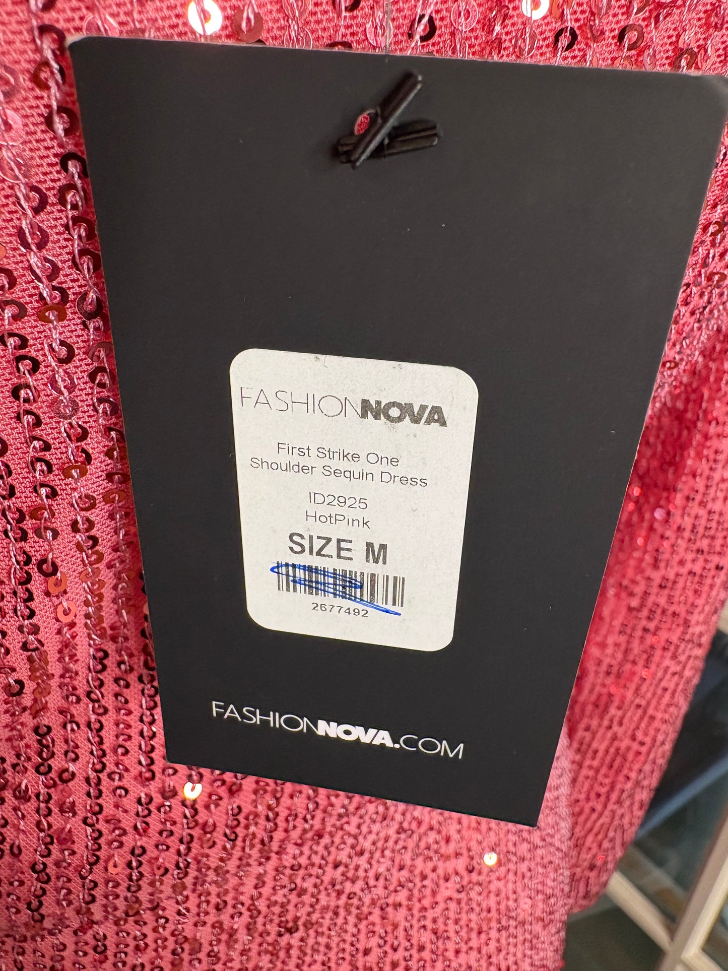 pink sequin one shoulder dress by Fashion Nova medium with brand tag