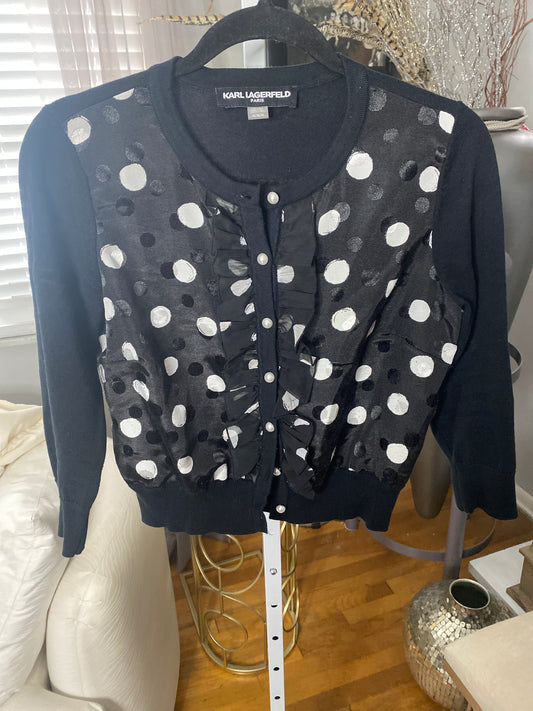 Karl Lagerfeld  polka dot sweater black and white size medium