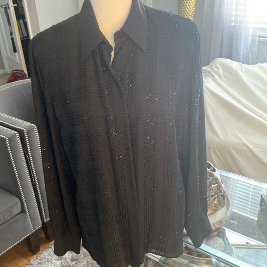 black blouse silk Lillie Rubin size 12